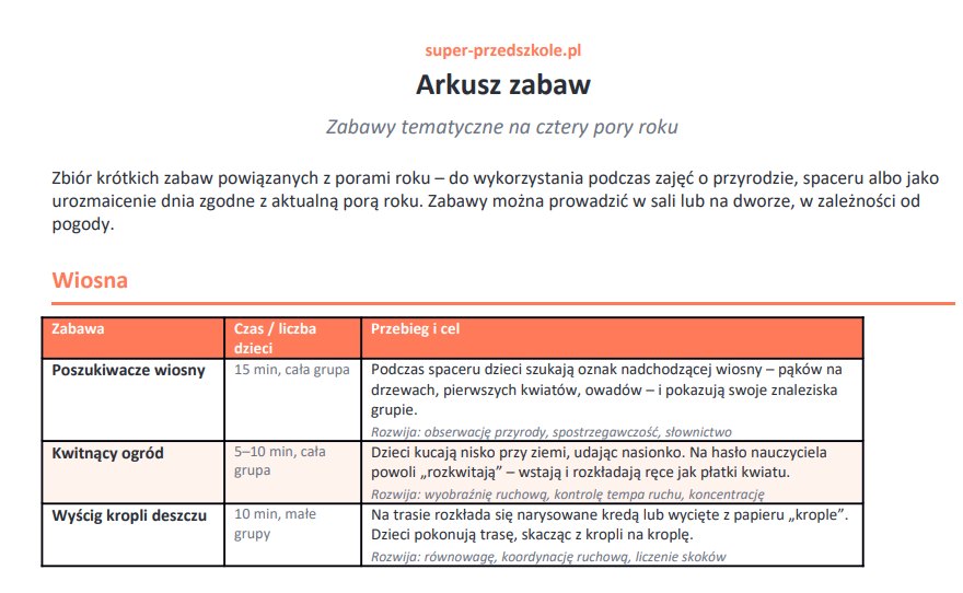 Zabawy - na wszystkie 4 pory roku