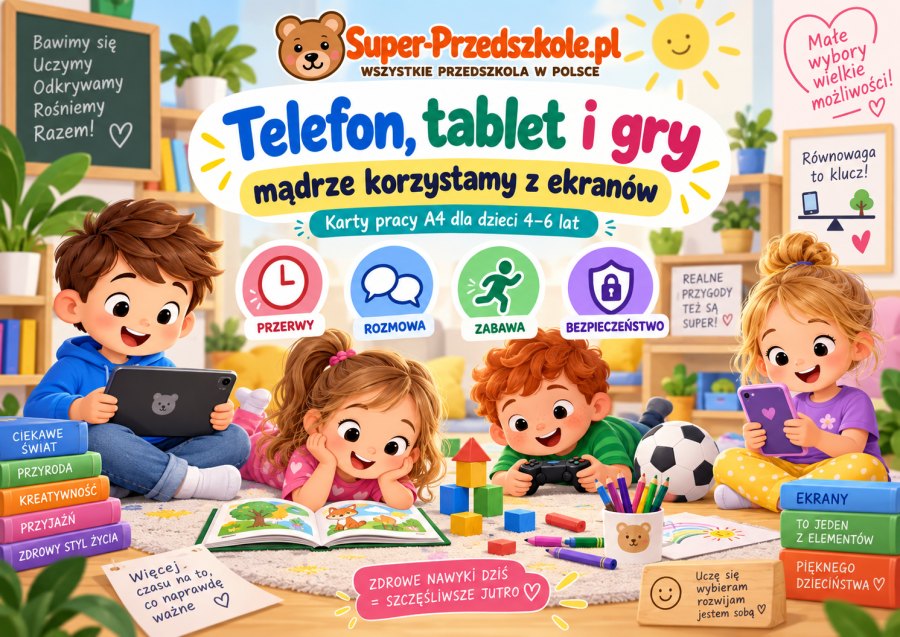 Telefon, tablet i gry – karty pracy o mądrym korzystaniu z ekranów